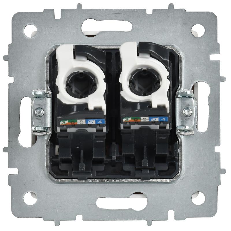 BRITE Розетка компьютерная двойная кат.5E RJ45 РК10-2-БрАБ арктический белый  | BR-K20-1-K91 | IEK — миниатюра 3
