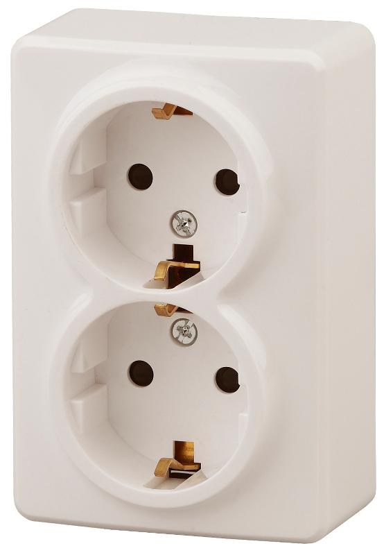 Розетка 11-2205-02  2х2P+E Schuko, 16АХ-250В, ОУ, Эксперт, Слоновая кость |Б0020692 | ЭРА — ЭРА (Энергия света)