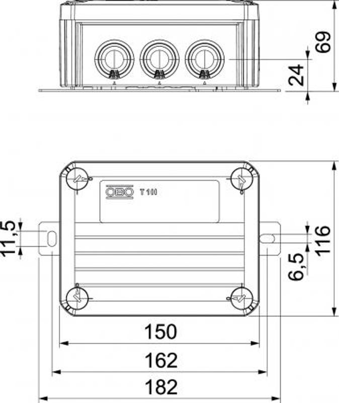 Коробка распределительная огнестойкая 150x116x67 мм (T 100 ED 6-5 A) | 7205540 | OBO Bettermann — миниатюра 5