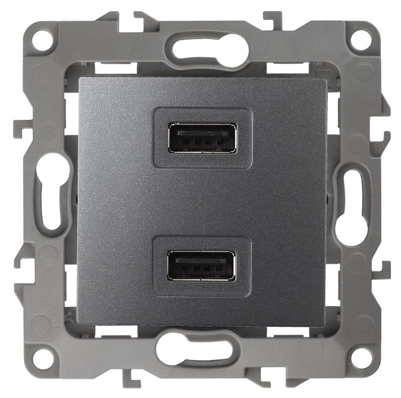 Устройство зарядное USB 12-4110-12  , 5В-2100мА,  графит  |Б0027497 | ЭРА — миниатюра 1