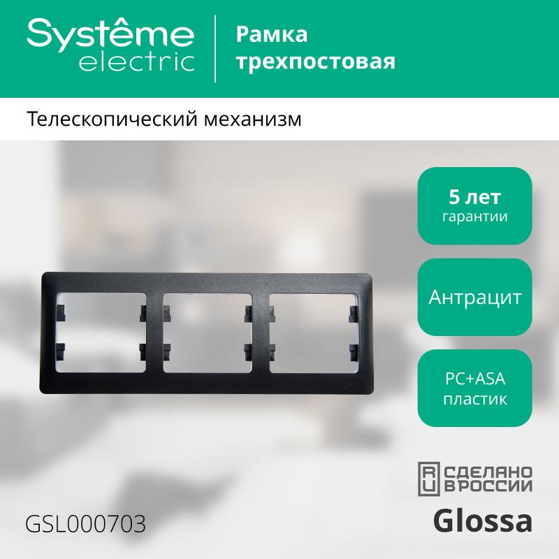 Glossa Антрацит Рамка 3-ая, горизонтальная | GSL000703 | SE — миниатюра 3