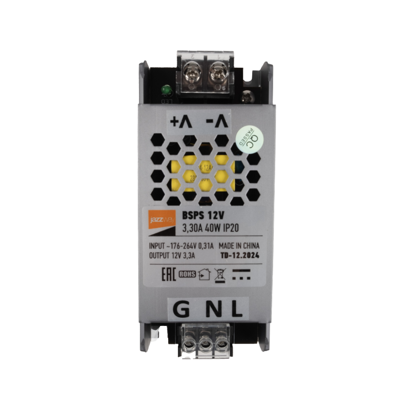 Драйвер (блок питания) для светодиодной ленты BSPS    12V3,30A= 40W IP20 2 г. гар.  | .5062122 | Jazzway — Jazzway