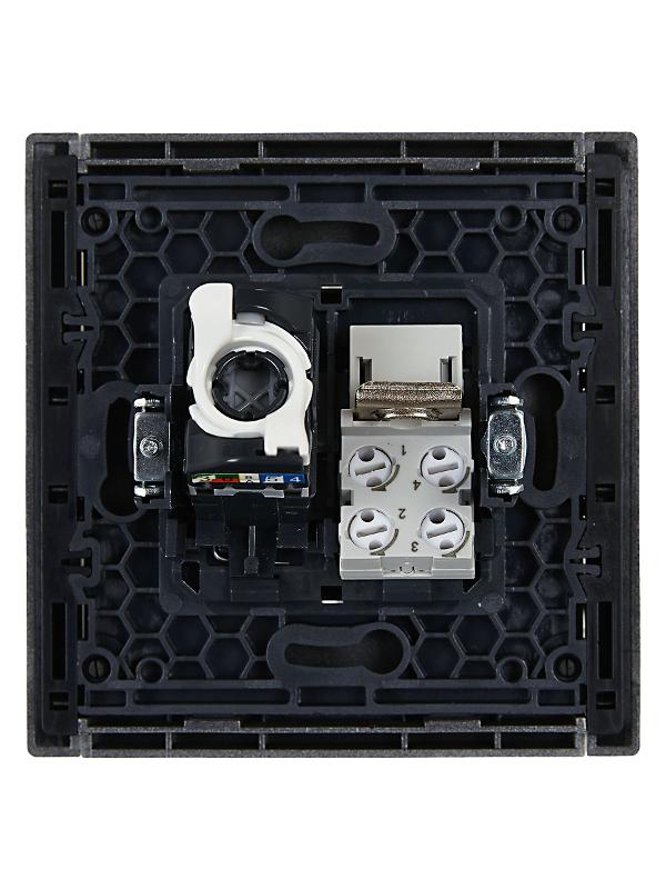 FORTE&PIANO Розетка двойная RJ11+RJ45 кат.5E FP535 сталь | FP-KT20-O-1-K46 | IEK — миниатюра 3