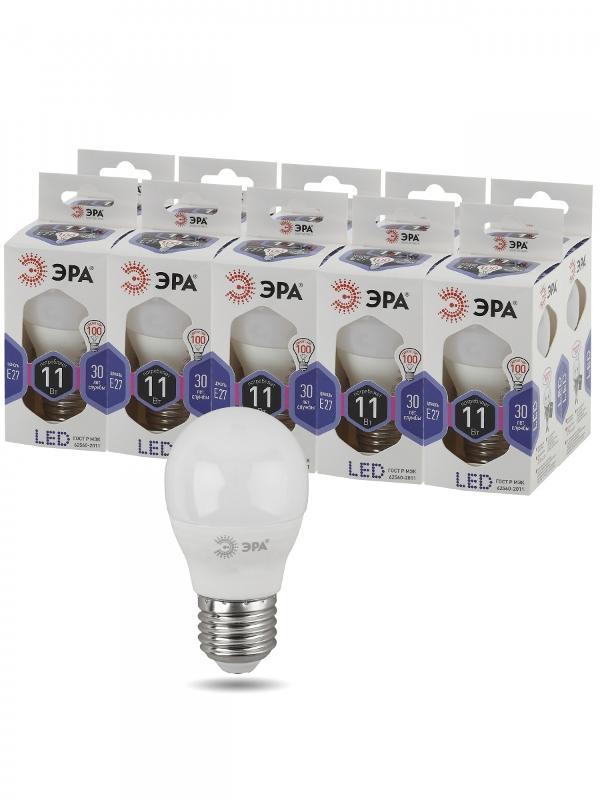 Лампа светодиодная LED 11Вт Е27 6000K СТАНДАРТ шар | Б0032991 | ЭРА — миниатюра 3