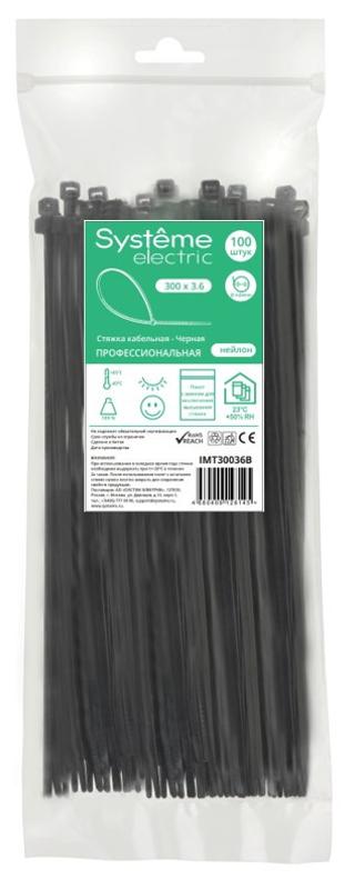 Стяжка кабельная 300х3.6 Чёрная (100шт) | IMT30036B | SE — Systeme Electric