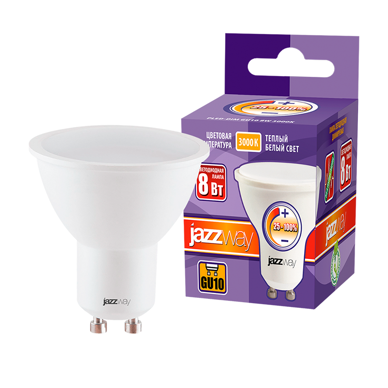 Лампа светодиодная PLED- DIM GU10 8w 3000K 560Lm  230/50 | .5035898 | Jazzway — миниатюра 3