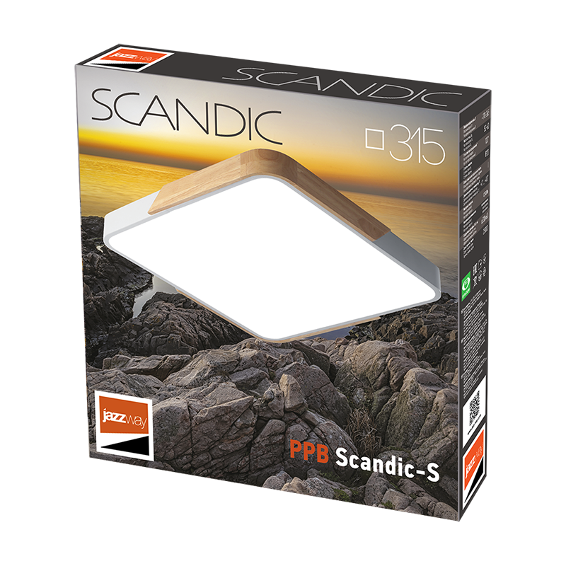 Светильник светодиодный бытовой PPB Sсandic-S 24w 4000K GR/W с деревянной планкой IP20 300*300*50 | .5037359 | JAZZWAY — миниатюра 6