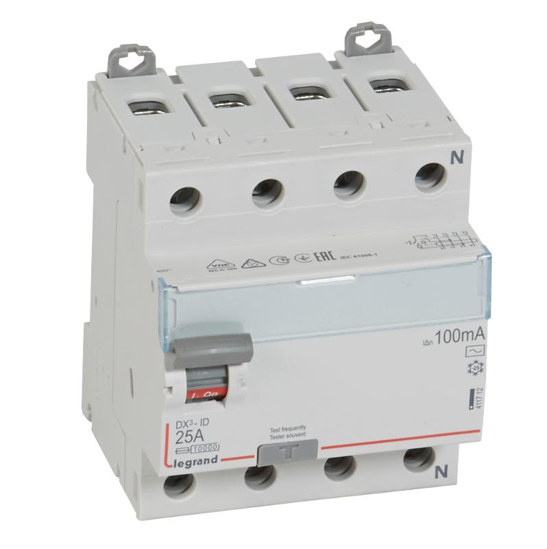Выключатель дифференциальный (УЗО) DX3-ID 4п 25А 100мА тип AC | 411712 | Legrand — Legrand