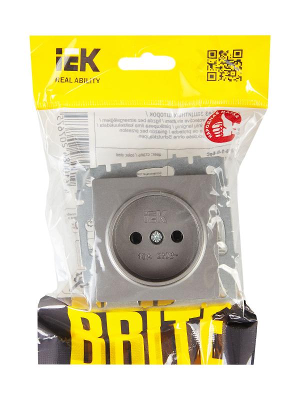 BRITE Розетка без заземления без шторок10А РС10-1-0-БрС сталь | BR-R10-10-K46 | IEK — миниатюра 6