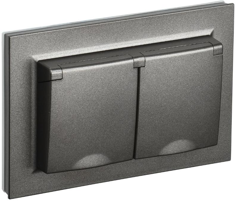 BRITE Розетка 2-ая с крышкой 16А в сб IP44 РСбш12-3-44-БрТБ темная бронза | BR-R26-16-44-K45-F | IEK — IEK (ИЭК)
