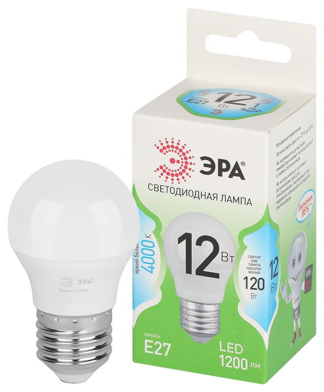 Лампа светодиодная GREEN LINE LED P45-12W-840-E27 GL E27 12 Вт шар яркий белый свет | Б0067050 | ЭРА — миниатюра 1