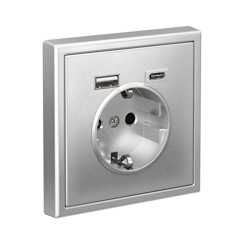 ArtGallery Алюминий Розетка 16А с 2 USB A+C, 5В/2,4А/3,0А, 2х5В/1,5А, механизм | GAL000332 | SE — миниатюра 4