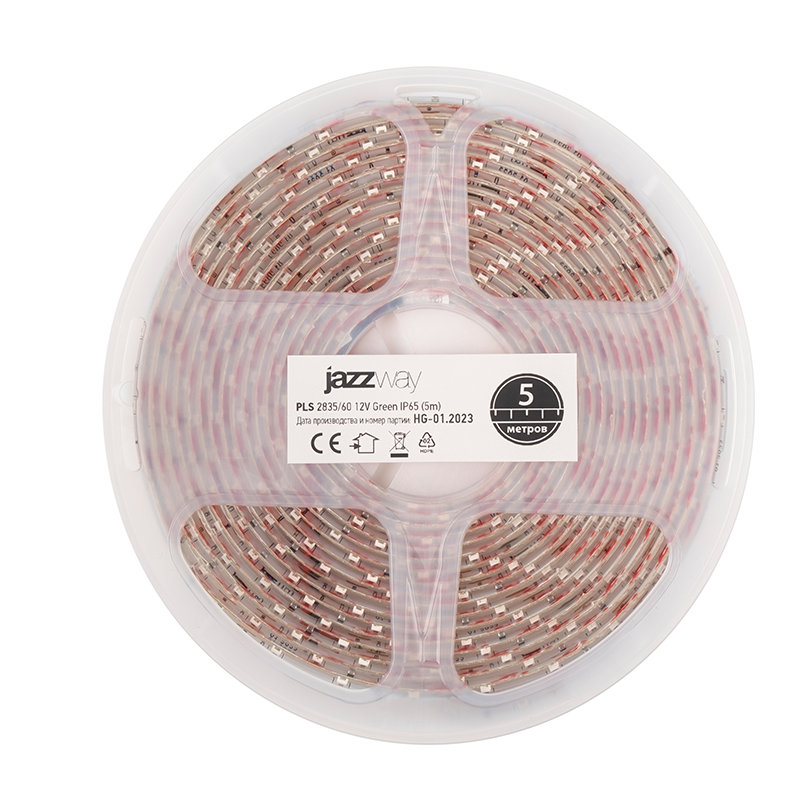 Лента светодиодная LED PLS 2835/60 6Вт 12В зеленый IP65 5м | 2858993 | Jazzway — миниатюра 5