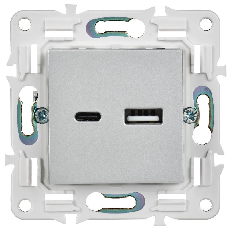 SKANDY Розетка USB A+C 3,1А SK-R14S серебряный  | SK-U22-D31-K23 | IEK — миниатюра 2
