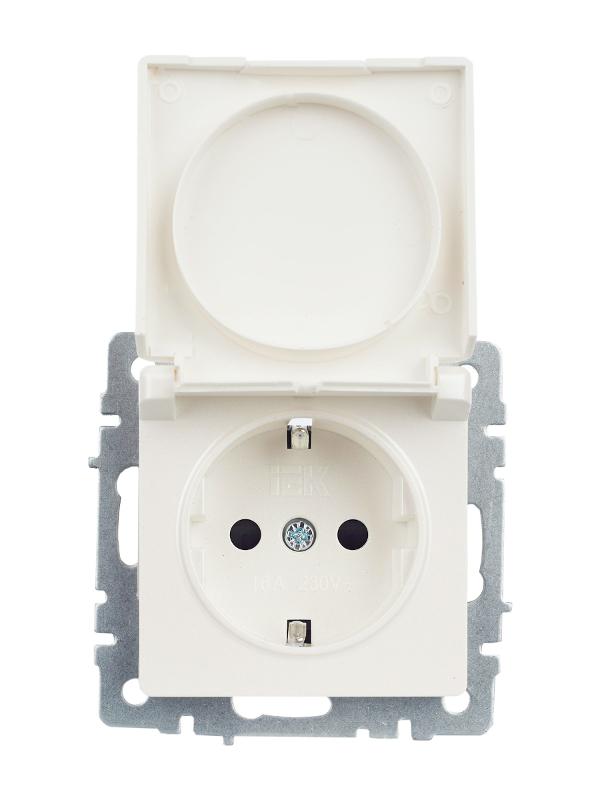 BRITE Розетка с заземлением со шторками с кр. 16А IP44 РСбш10-3-44-БрЖ жемчуг | BR-R16-16-44-K36 | IEK — миниатюра 16