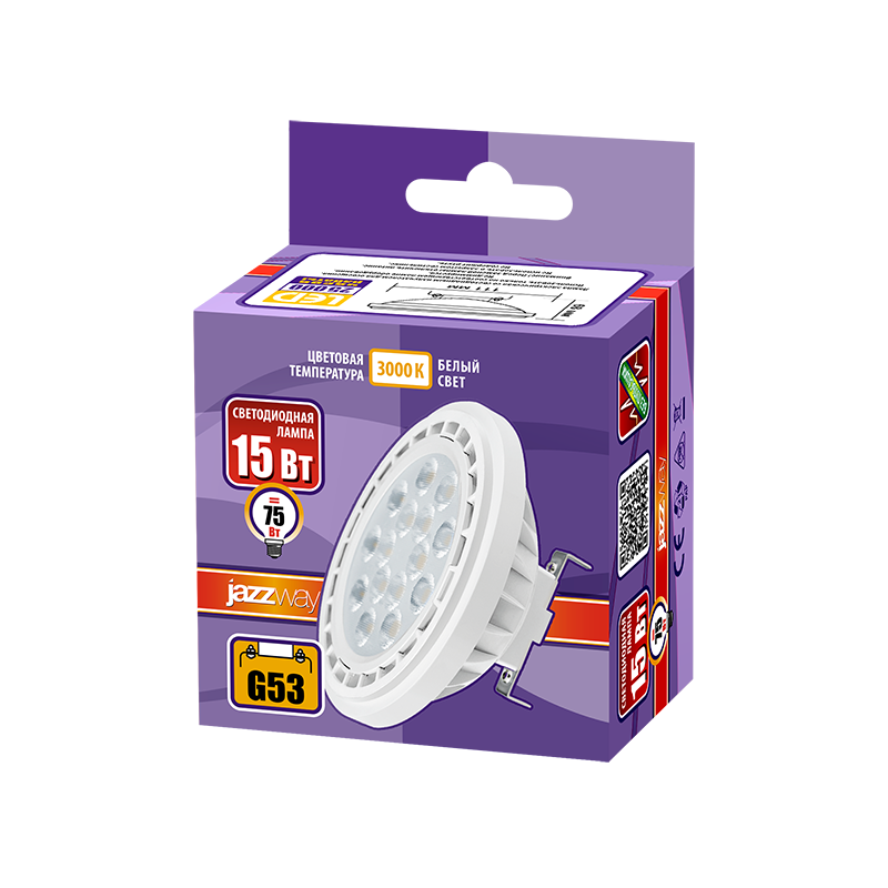 Лампа светодиодная PLED-AR111 15w 3000K 1200Lm G53 185-265V | .5017931 | Jazzway — миниатюра 2