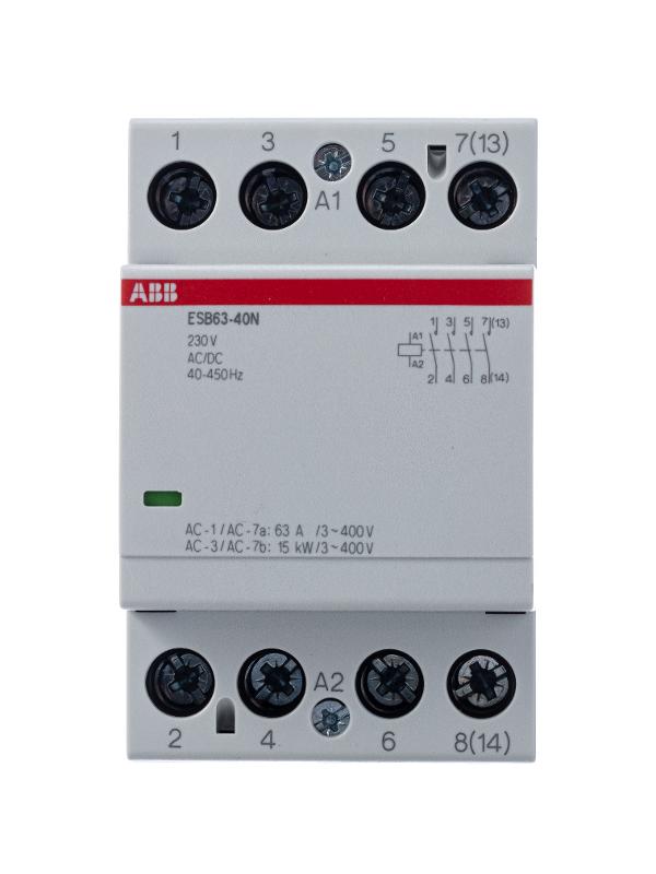 Контактор ESB63-40N-06 модульный (63А АС-1, 4НО), катушка 230В AC/DC | 1SAE351111R0640 | ABB — миниатюра 2