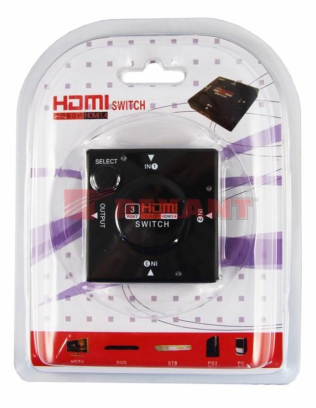 Переключатель гнездо HDMI на 3 гнезда HDMI, без питания, пластик | 17-6912 | REXANT — миниатюра 2