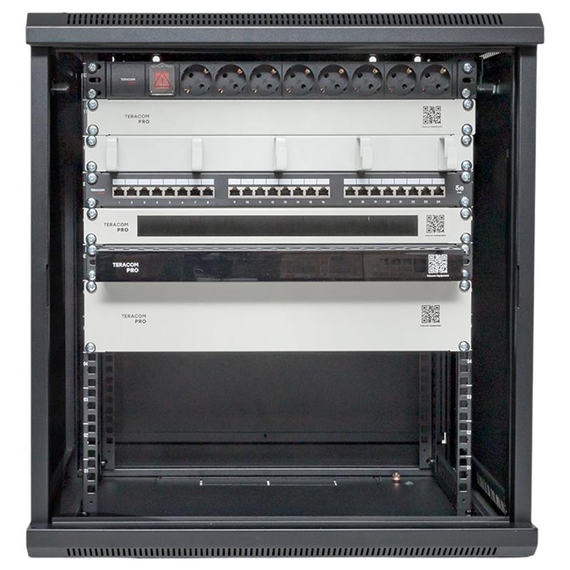 Шкаф настенный 19" TERACOM PRO 12U 600х450 мм дверь стеклянная с замком-ручкой чёрный | TRP-WLL-1264-40B | EKF — миниатюра 22