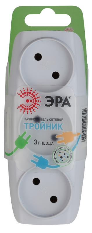 Тройник SP-3-W  3гн, без заземл.(белый) (10/60/1200) | C0045527 | ЭРА — миниатюра 2