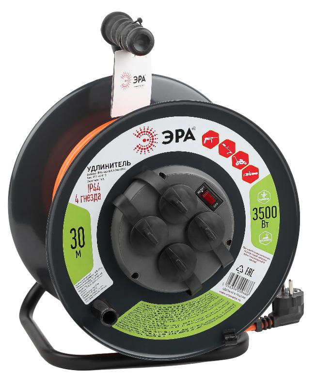 Удлинитель силовой ЭРА RMx-4es-3x1.5-30m-IP44 на м. катушке c/з 4 гн 30м ПВС 3х1.5 | Б0046850 | ЭРА — миниатюра 1