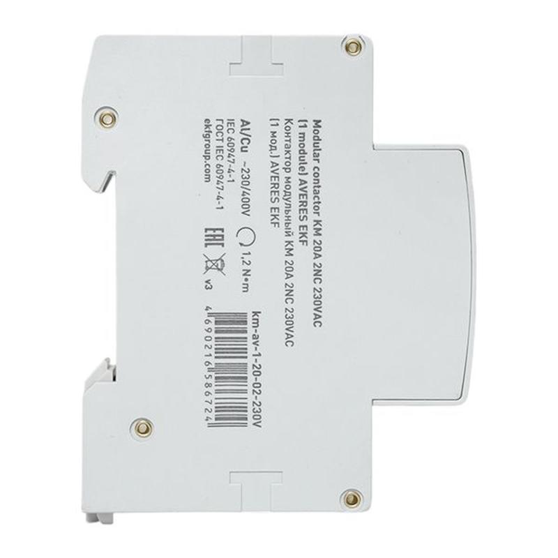 Контактор модульный КМ 20А 2NC 230VAC (1 мод.) AVERES | km-av-1-20-02-230V | EKF — миниатюра 4