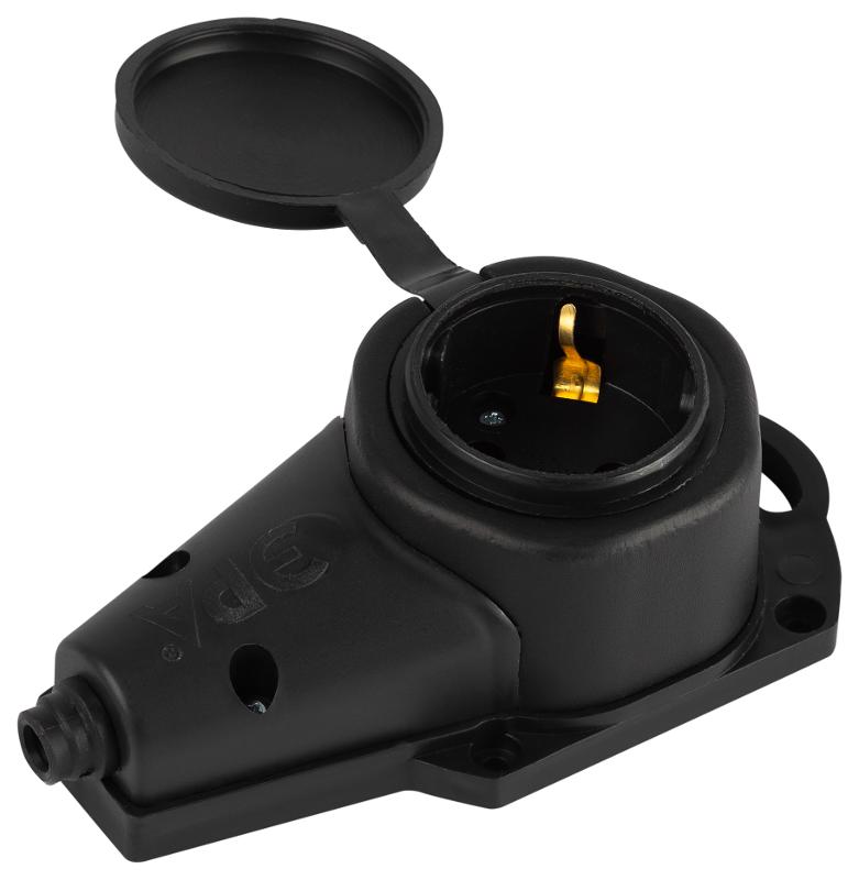Колодка  KX-1e-B-IP44 каучуковая с заземлением 1 розетка 16A IP44 черная | Б0068402 | ЭРА — миниатюра 4