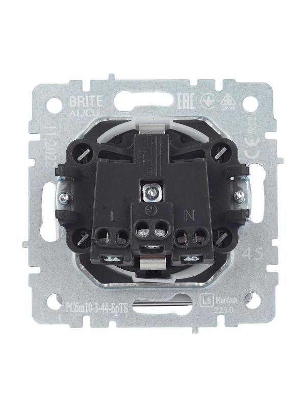 BRITE Розетка с заземлением со шторками с кр. 16А IP44 РСбш10-3-44-БрТБ темная бронза | BR-R16-16-44-K45 | IEK — миниатюра 16