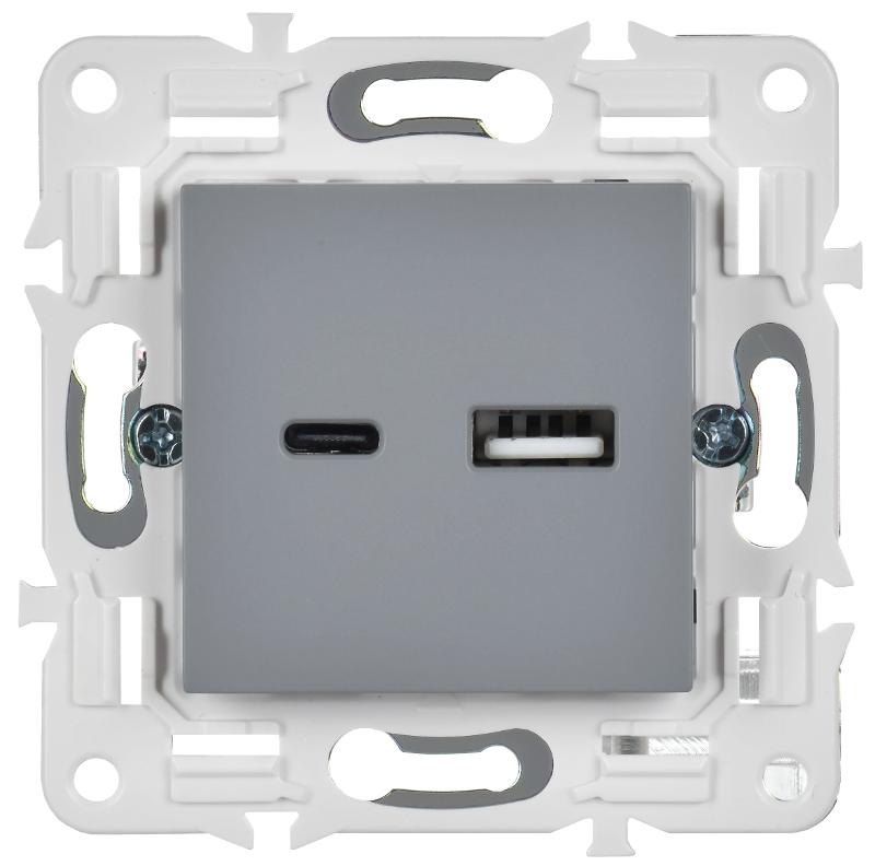 SKANDY Розетка USB A+C 3,1А SK-R14Gr серый  | SK-U22-D31-K03 | IEK — миниатюра 2