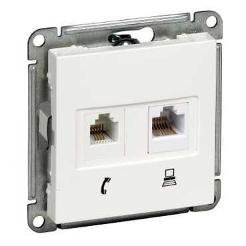 W59 Матовый хром Розетка 2-ая ТЛФ + компьютерная 5е (RJ11+RJ45) | RSI-251TK5E-5-86 | SE — миниатюра 3