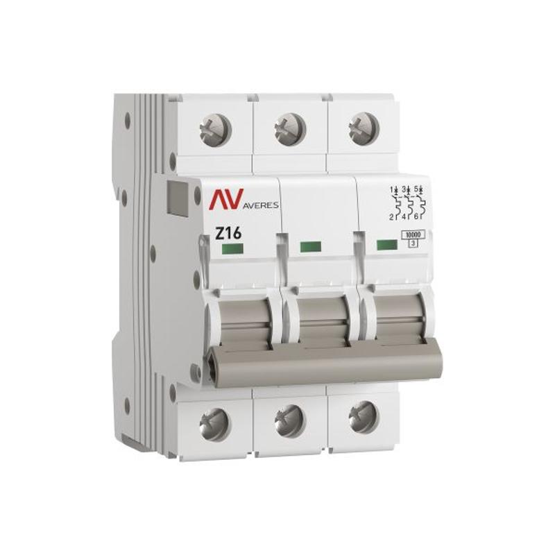 Выключатель автоматический AV-10 3P 16A (Z) 10kA AVERES | mcb10-3-16Z-av | EKF — EKF