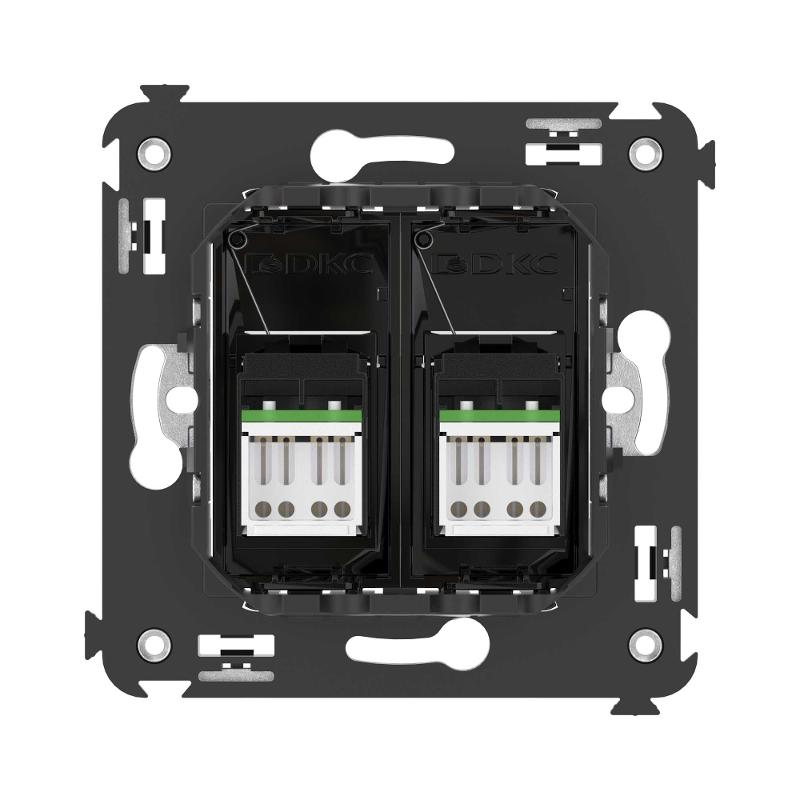 Компьютерная розетка RJ-45 в стену, кат.6А двойная, "Avanti", "Черный квадрат" | 4402374 | DKC — миниатюра 3
