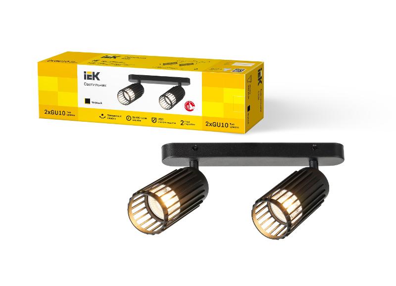 Светильник 4208 настенно-потолочн. 2хGU10 черный | LT-USB0-4208-GU10-2-K02 | IEK — миниатюра 3