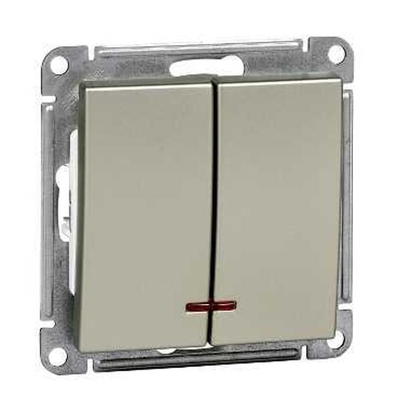 W59 Шампань Выключатель 2-клавишный с подсветкой 10АХ | VS510-251-4-86 | SE — Systeme Electric