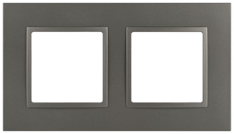 Рамка для розеток и выключателей Elegance 14-5012-16 Classic, на 2 поста, титан | Б0065825 | ЭРА — миниатюра 1