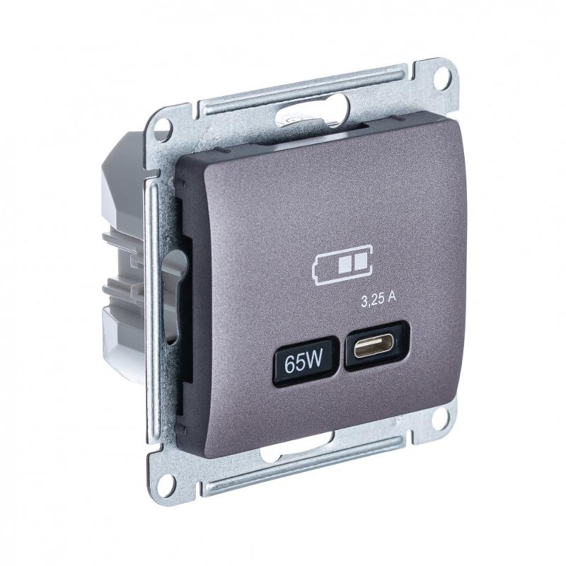 Glossa Сиреневый туман USB Розетка тип-C 65W высокоскор.заряд. QC PD | GSL001427 | SE — Systeme Electric