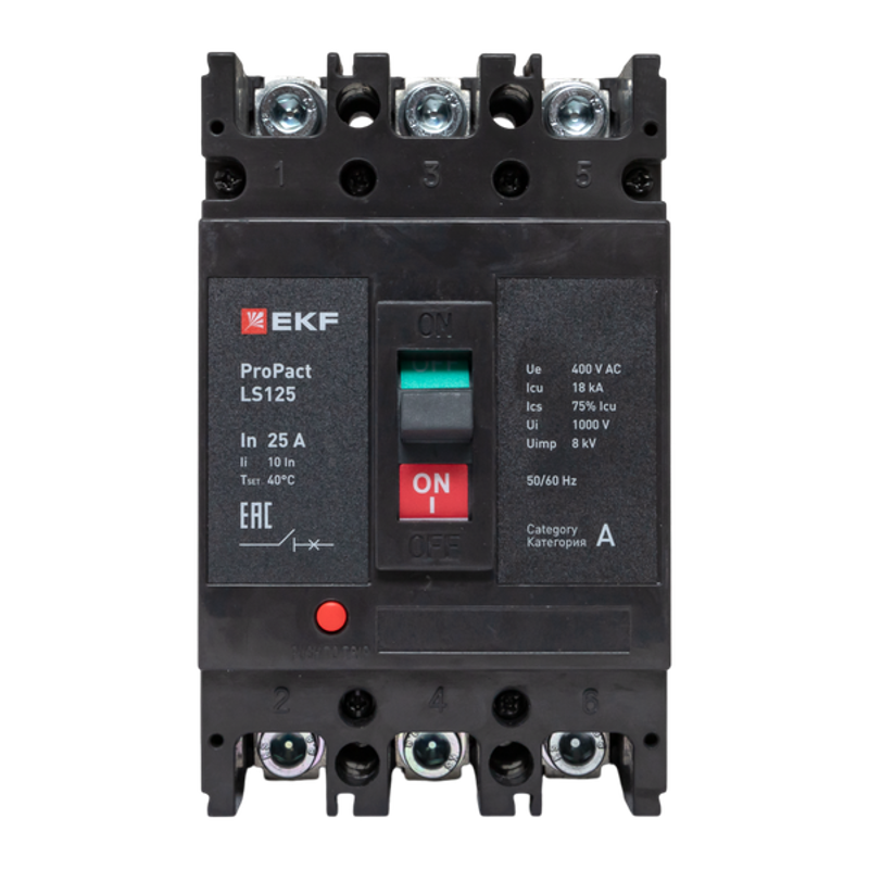 Выключатель автоматический LS125 18кА 3P 25А ProPact | mccb-125-18-3-25-ls | EKF — миниатюра 18