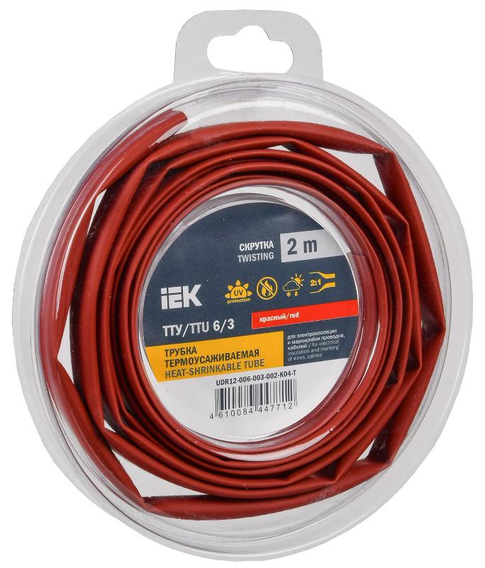 Трубка термоусадочная ТТУ нг-LS 6/3 красная (2м/упак) IEK | UDR12-006-003-002-K04-T | IEK — IEK (ИЭК)