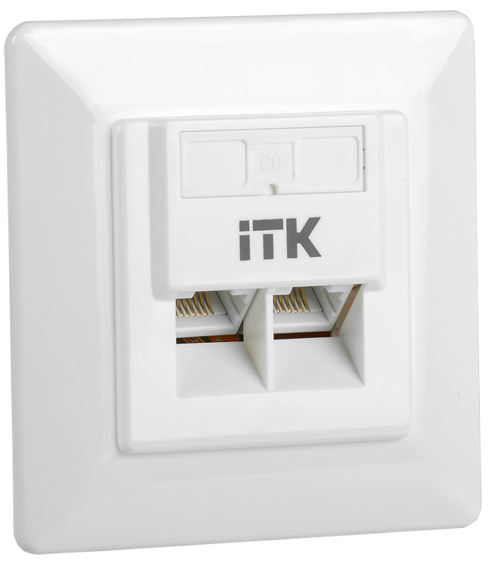 Внутренняя инф. розетка RJ45 кат. 6 UTP 2 порта | CS2-1C06U-2-1 | ITK — ITK