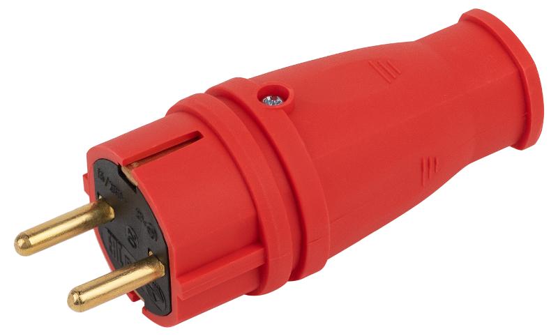 Вилка VX10-R-IP44 каучуковая c заземлением 16А IP44 прямая красная | Б0055415 | ЭРА — ЭРА (Энергия света)