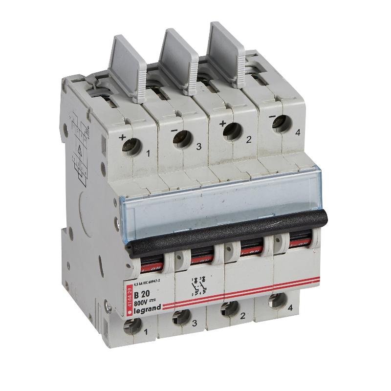 Выключатель автоматический двухполюсный DX3 DC 20А B 4,5кА (4 мод) | 414429 | Legrand — Legrand