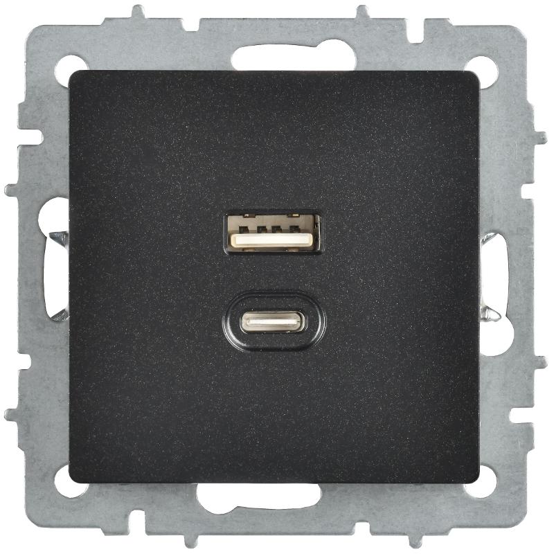 BRITE Роз. USB A+C 45Вт высокоск. зар. РЮ11-2-БрЧ черн. | BR-U22-045-K02 | IEK — миниатюра 2