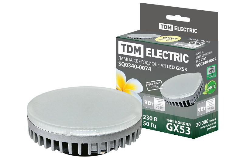 Лампа светодиодная LED 9Вт GX53 220В 3000К GX53 таблетка (плоский цилиндр) | SQ0340-0074 | TDM — TDM ELECTRIC