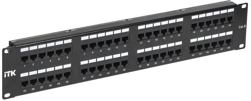 Патч-панель 2U кат.6 UTP 48 портов (Dual IDC) | PP48-2UC6U-D05 | ITK — ITK
