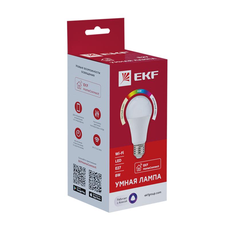Лампа светодиодная LED Умная Connect 8Вт WIFI RGBW E27 | slwf-e27-rgbw | EKF — миниатюра 3