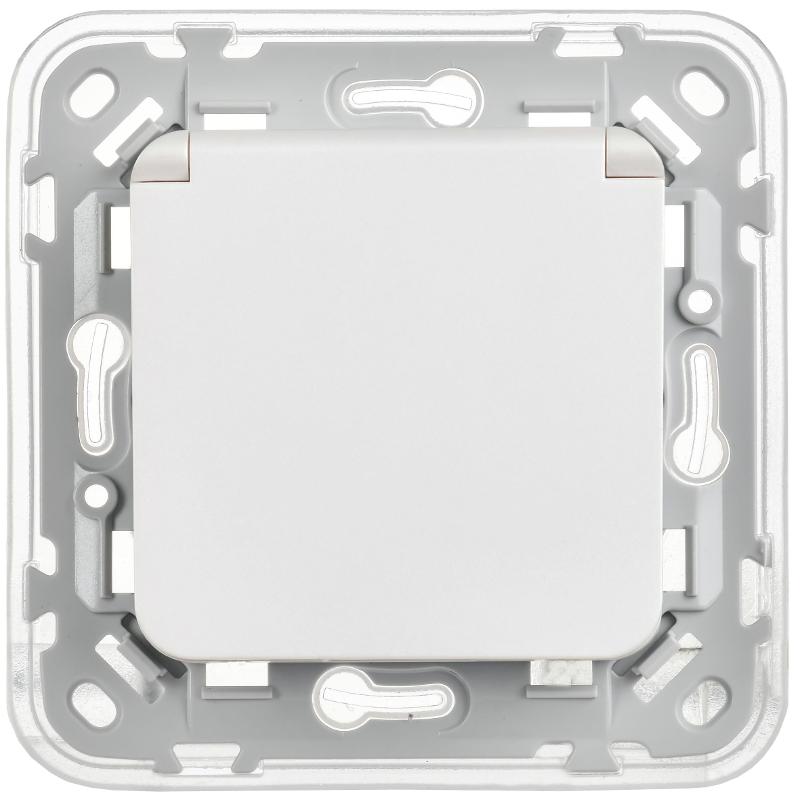 FLITE Розетка с заземлением со шторками с крышкой быстрозажимные клеммы 16А IP44 РСшкр11-1-44-ФлЖ жемчуг | FI-R16-16-1-44-K36 | IEK — миниатюра 2