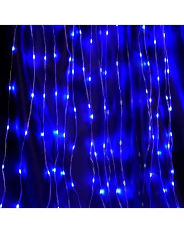 Гирлянда - занавес Водопад 230V 450 LED 3*3м, синий с контроллером, IP44 , сетевой шнур 3м в комплекте, CL28 | 48606 | FERON — Feron