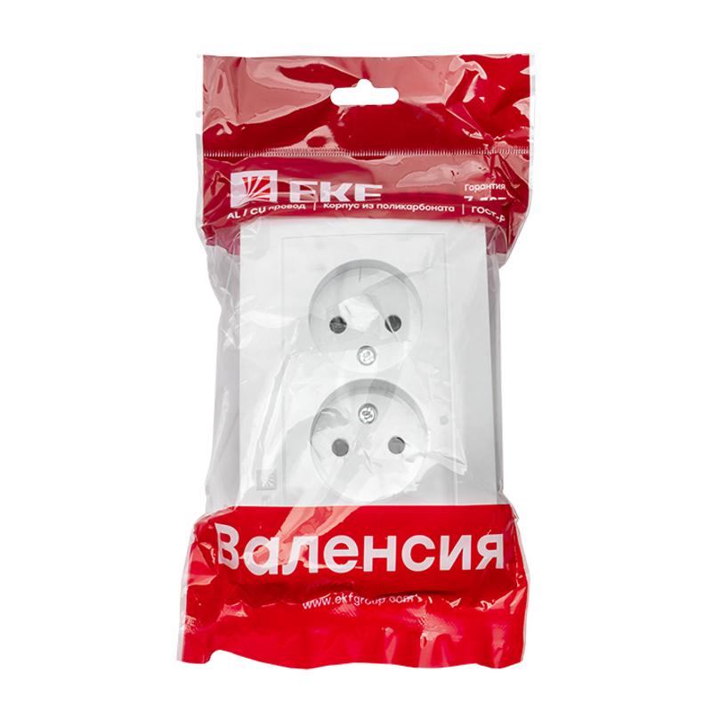 Валенсия розетка 2-местная б/з 10А белая с защ. штор. EKF PROxima |  EWR10-102-10 |  EKF — миниатюра 2