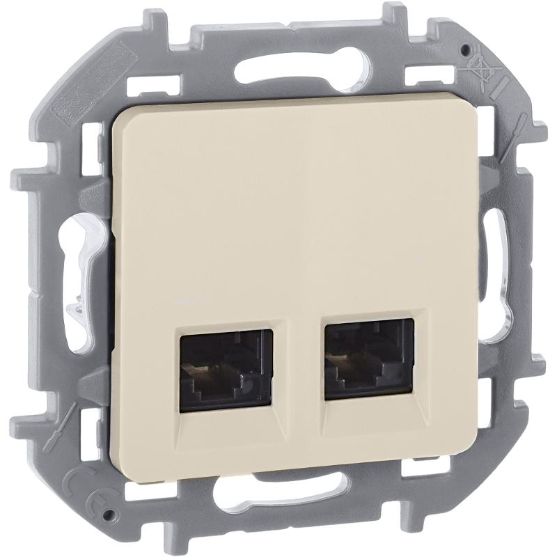 Inspiria Слоновая кость Розетка 2-ая компьютерная RJ45 С/У категория 5e UTP — миниатюра 3