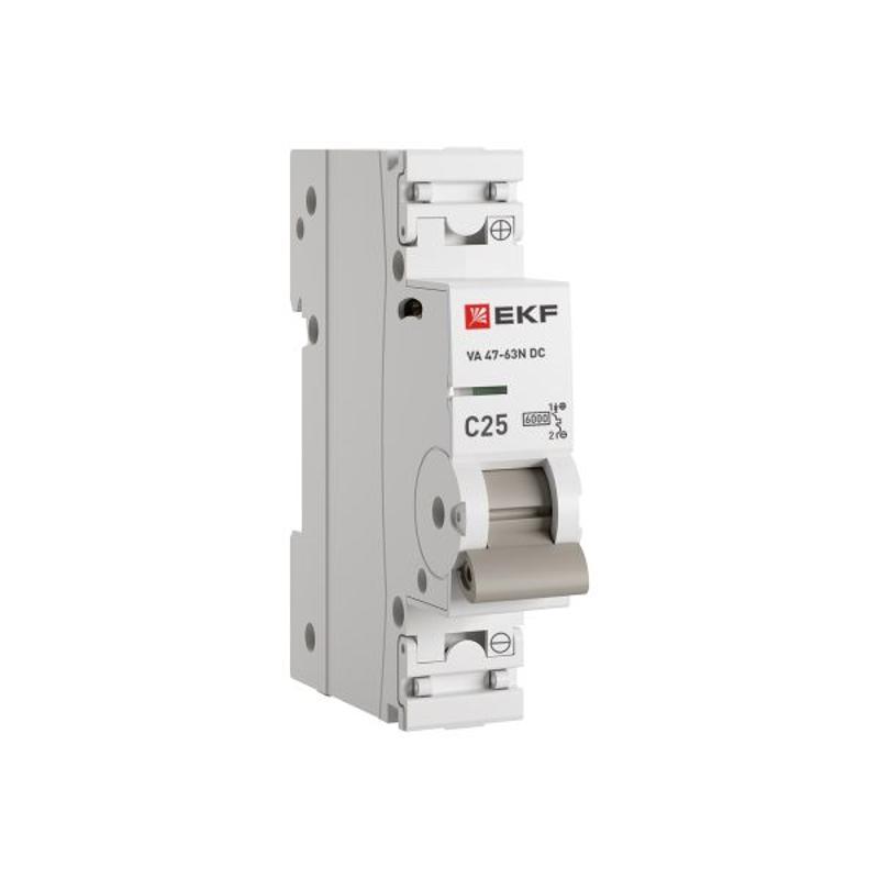 Выключатель автоматический ВА 47-63N DC 1P 25А (C) 6kA PROXIMA | M63DC6125C | EKF — миниатюра 3